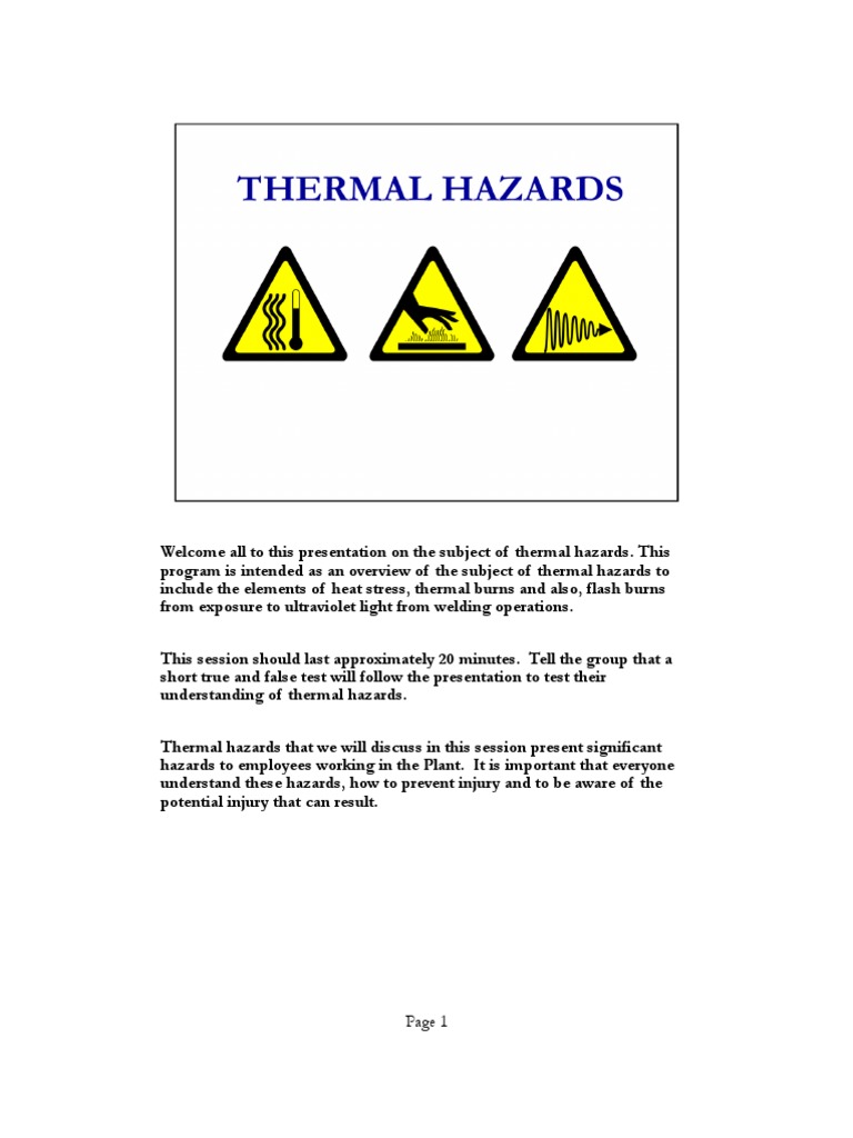 Thermal Hazards.pdf Hyperthermia Perspiration