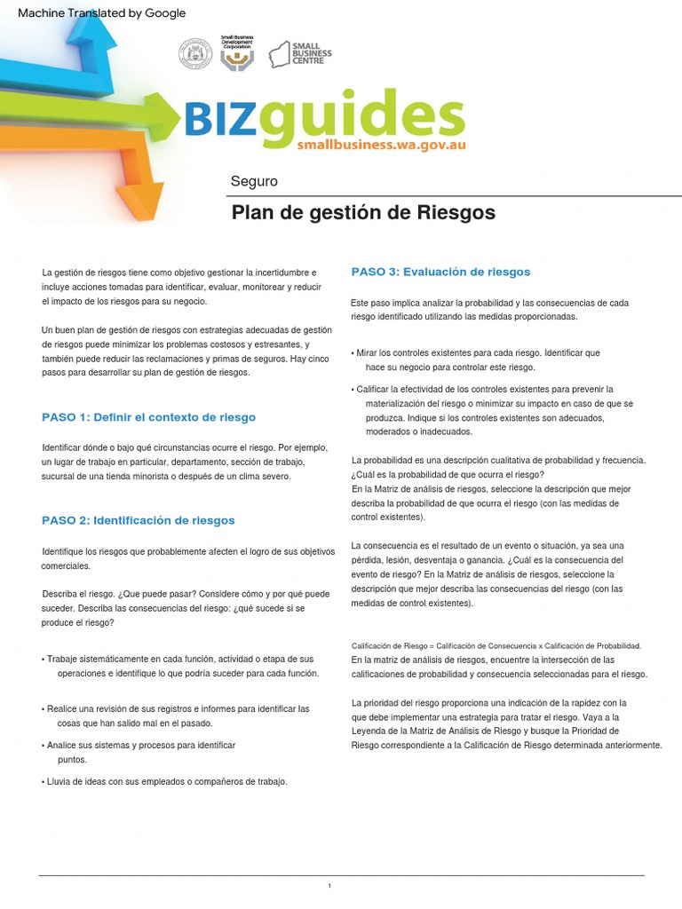Bizguide Insurance Risk Management Plan | PDF | Riesgo | Planificación