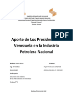 Aporte de Los Presidente de Venezuela en La Industria Petrolera Nacional