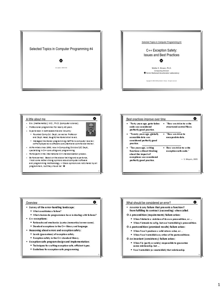 C++ Exception Safety Best Practices | PDF | Areas Of Computer Science ...