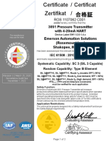 Exida Certificate No ROS 1107062 C001 (Emerson - Rosemount 3051 Pressure Transmitter)