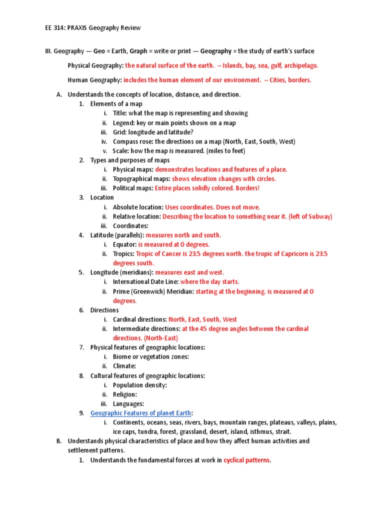 Geography Praxis Review Social Studies Methods PDF Map Geography