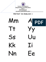 MM Aa TT Yy Ss Uu KK Ii NN Ee: Pretest in English 1