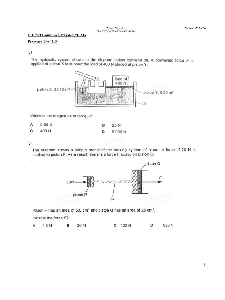 Pressure MCQ 1 PDF