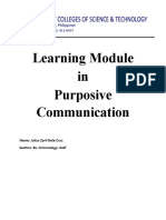 Learning Module in Purposive Communication: Name: Julius Zyril Dela Cruz Section: Bs. Criminology-Golf