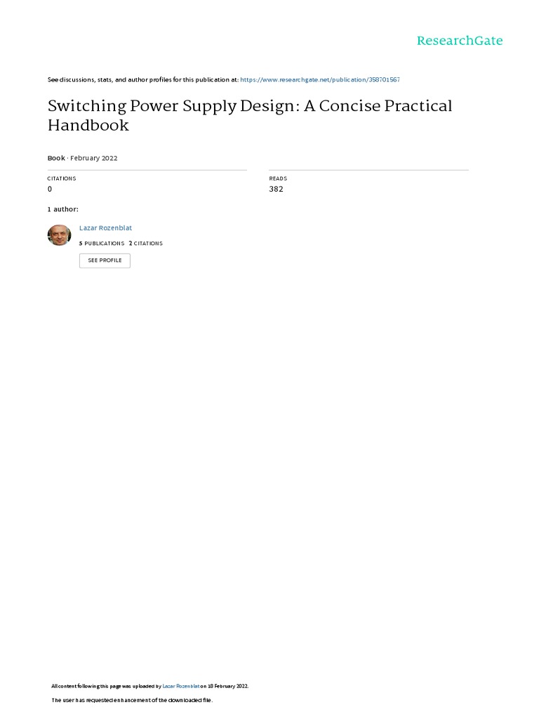 Switching Power Supply Design A Concise Practical Handbook February