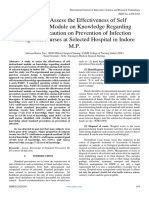 A Study To Assess The Effectiveness of Self Instructional Module On Knowledge Regarding Standard Precaution On Prevention of Infection Among Staff Nurses at Selected Hospital in Indore M.P.