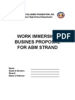 Work Immersion Busines Proposal For Abm Strand: Icct Colleges Foundation, Inc. Senior High School Department