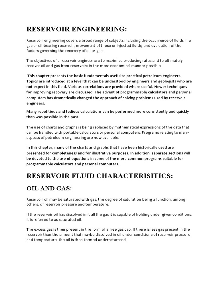 Reservoir Engineering 2 Unit 1 PDF Porosity Gases