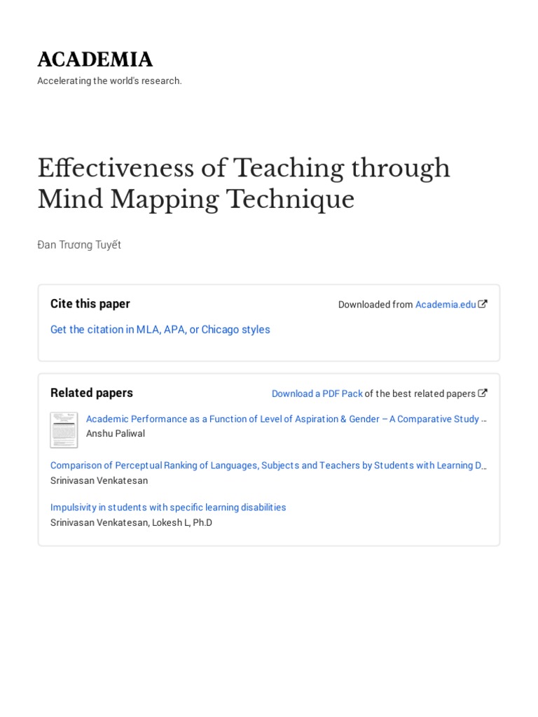 Effectiveness of Teaching Through Mind Mapping Technique: Cite This ...