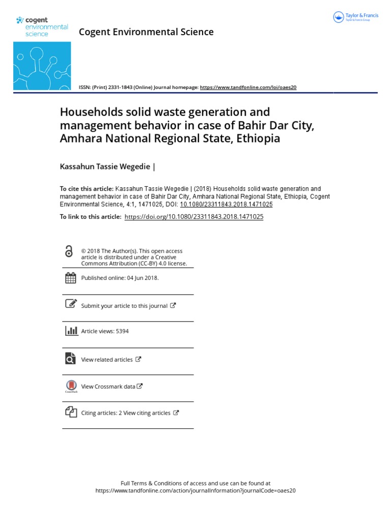 Households Solid Waste Generation and Management B | PDF | Sampling ...