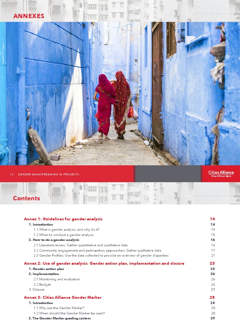 10 Gender Mainstreaming In Projects Annexes Cities Alliance Pdf