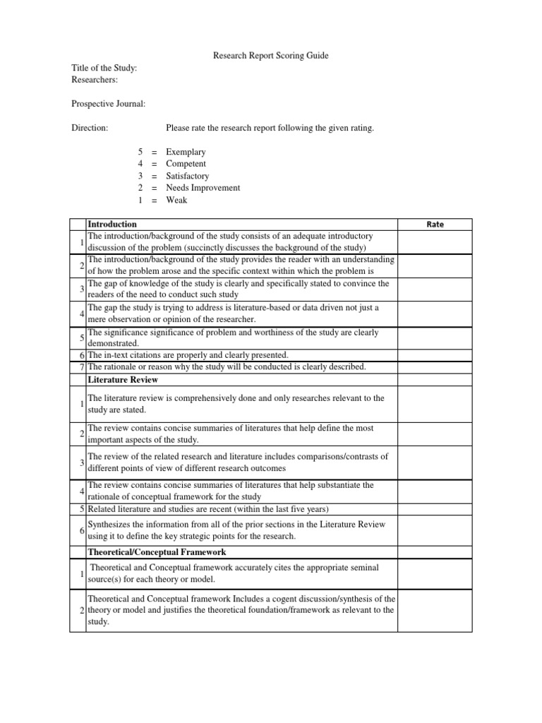 Research Report Scoring Guide | PDF | Conceptual Model | Theory