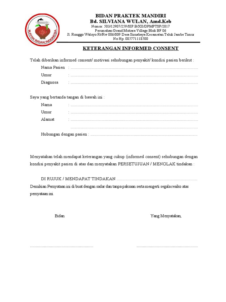 Informed Consent | PDF | Pengelolaan Keuangan & Uang | Hukum