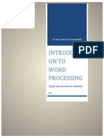 Introducti On To Word Processing: (Type The Document Subtitle)