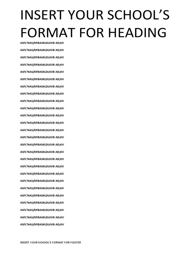 Insert Your School'S Format For Footer | PDF