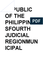 Republic of The Philippine Sfourth Judicial Regionmun Icipal