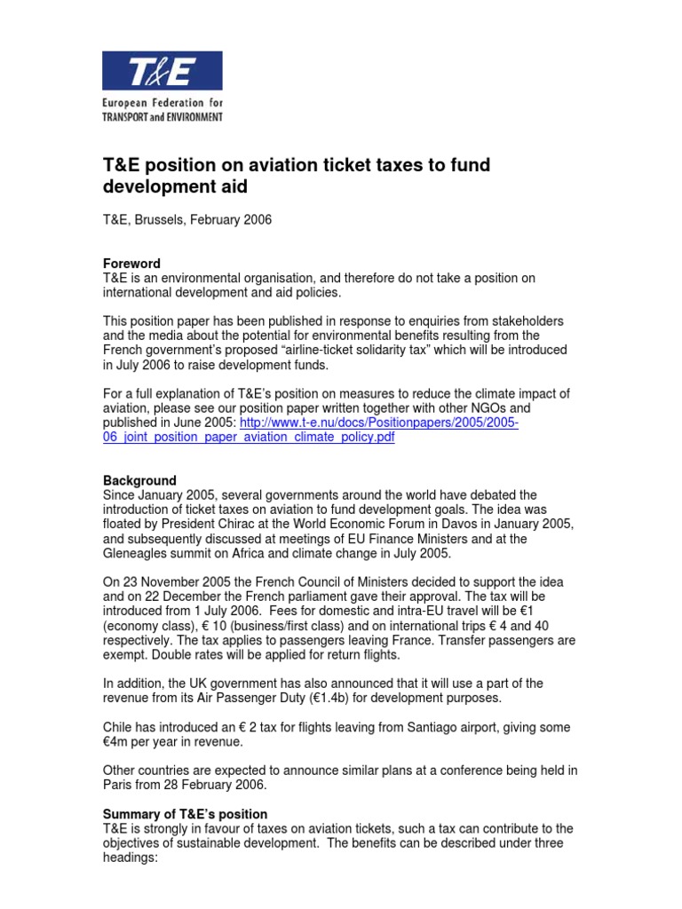 Aviation Ticket Tax for Development Aid | PDF | Taxes | Value Added Tax