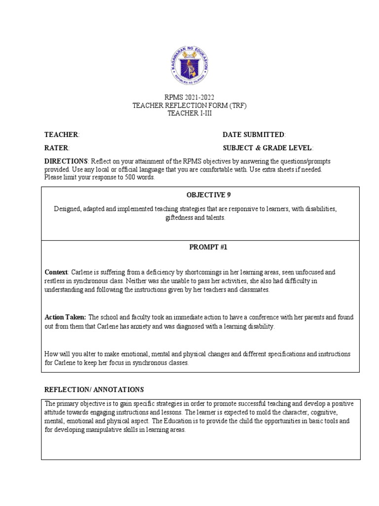 TRF-9-10 Samples | PDF | Teachers | Intellectual Giftedness