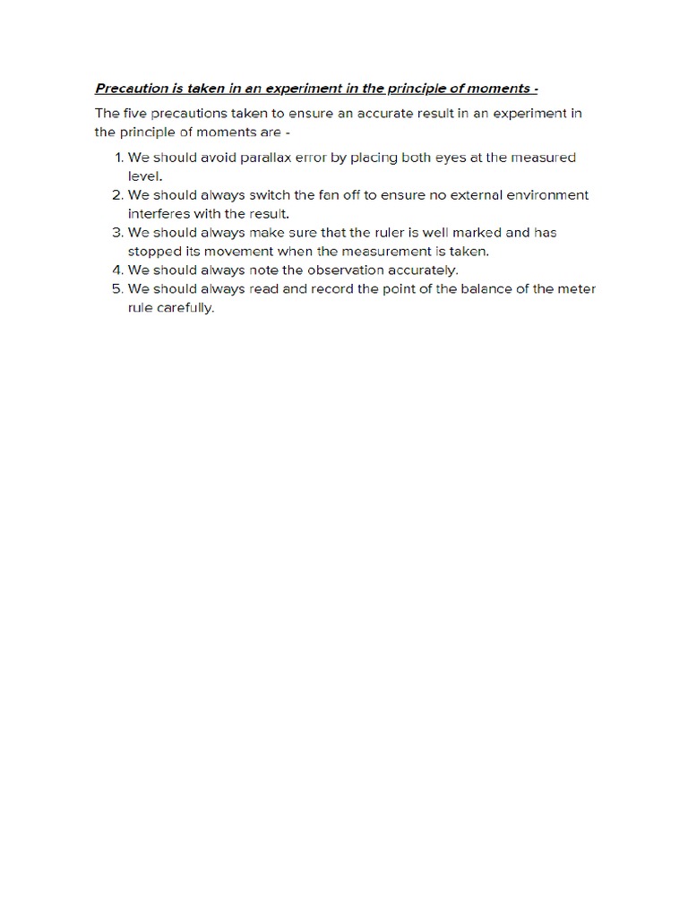 Precautions For Principle of Moments | PDF