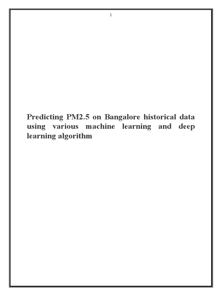 PM2.5 Prediction in Bangalore Using ML | PDF | Air Pollution | Particulates