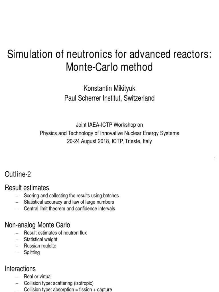 Neutronics Simulation with Monte Carlo Method | PDF | Monte Carlo ...