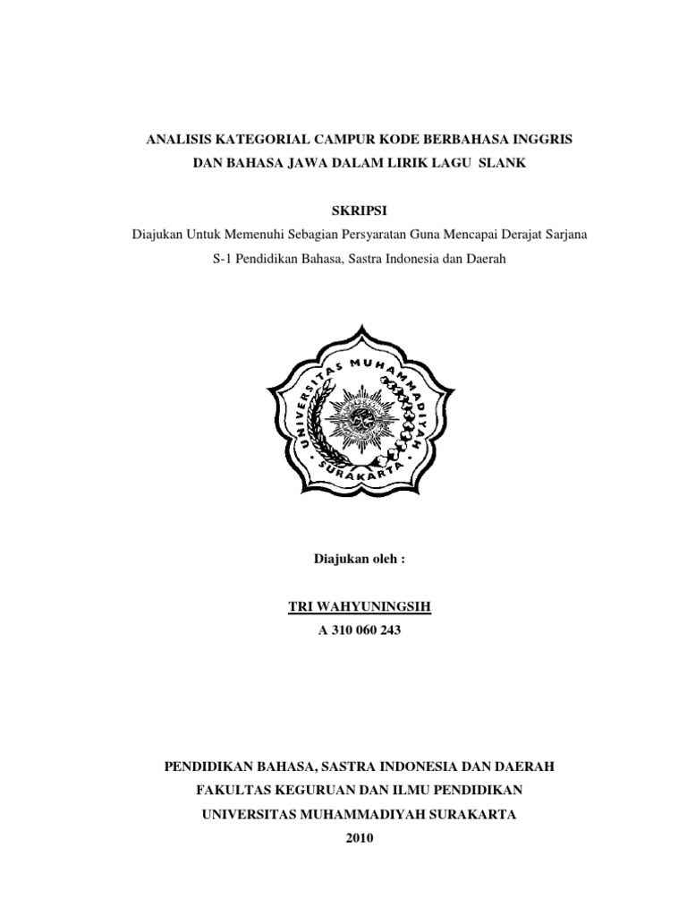 Analisis Kategorial Campur Kode Berbahasa Inggris Dan Analisis Kategorial Campur Kode Berbahasa Inggris Dan