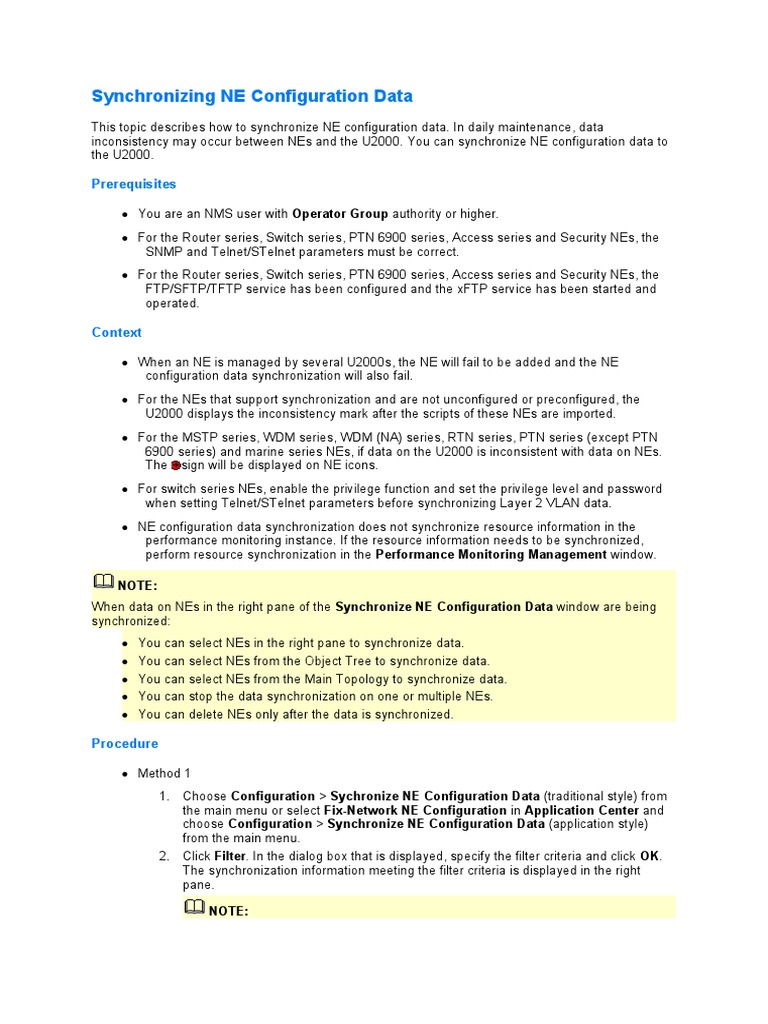 Synchronizing NE Configuration Data | PDF | Telecommunications ...
