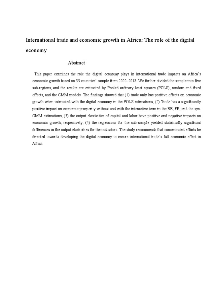 Digital Economy's Impact on Africa's Trade Growth | PDF | Economic ...