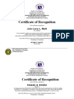 Certificate of Recognition: John Lerry L. Malit