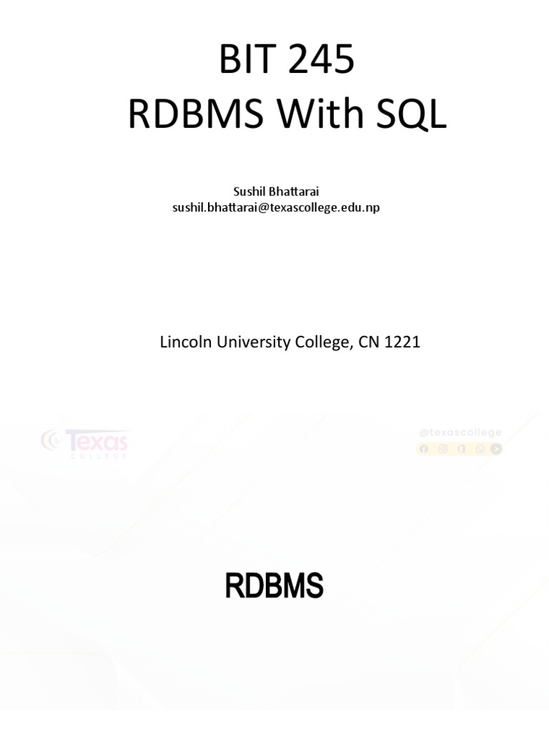 Unit 01 Introduction | PDF | Databases | Sql