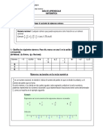 Guía de aprendizaje sobre números racionales y operaciones con fracciones