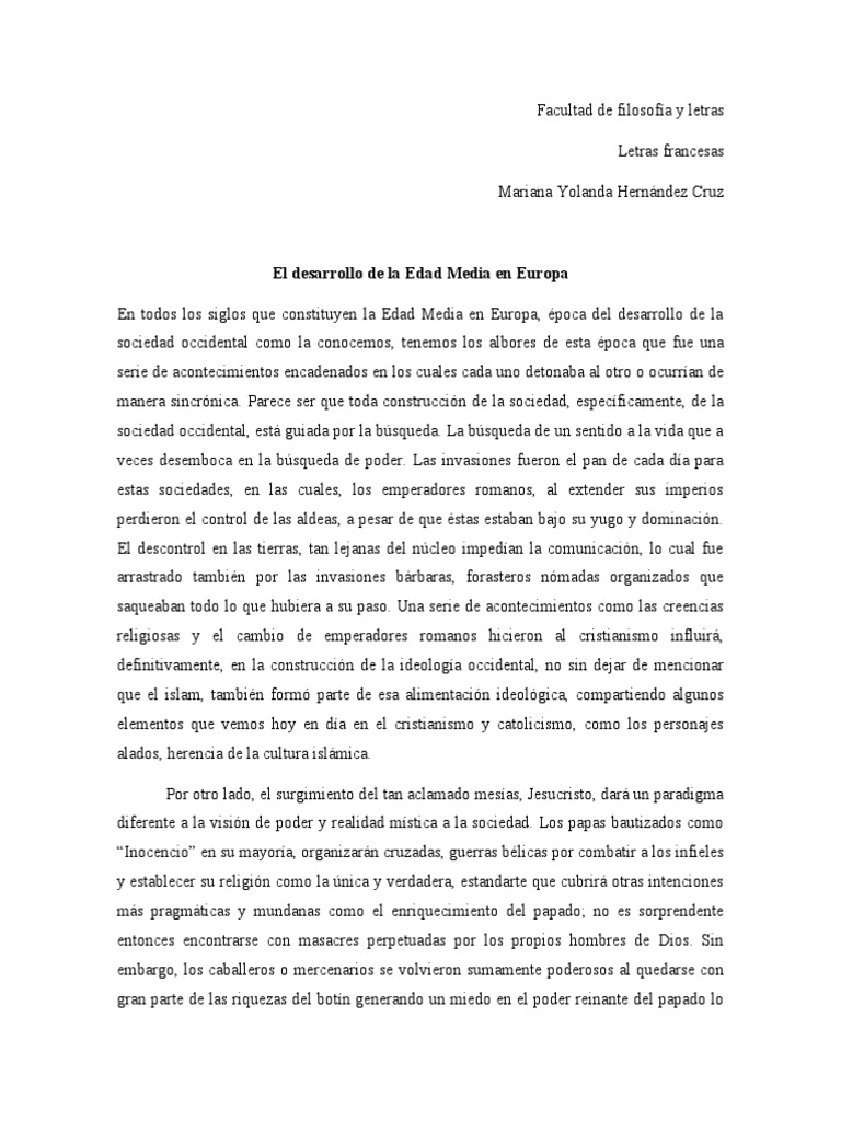 El Desarrollo de La Edad Media en Europa | PDF | Edades medias ...