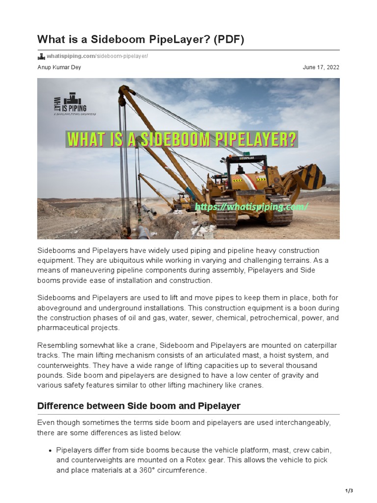 What Is A Sideboom PipeLayer PDF Crane (Machine) Tractor