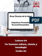 Lectura Sesión 4, Ser Humano, Cultura, Ciencia y Tecnología