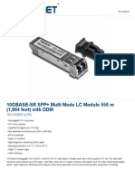 10GBASE-SR SFP+ Multi Mode LC Module 550 M (1,804 Feet) With DDM