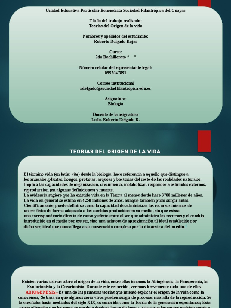 Teorías Creacionistas del Origen de la Vida | PDF | Creacionismo | Vida