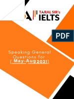 Speaking General Questions For (2021) : May-Aug