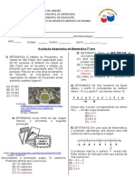 7ano Matematica Avaliacao Diagnostica