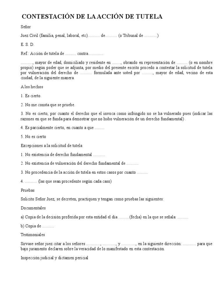 Contestación a Acción de Tutela | PDF