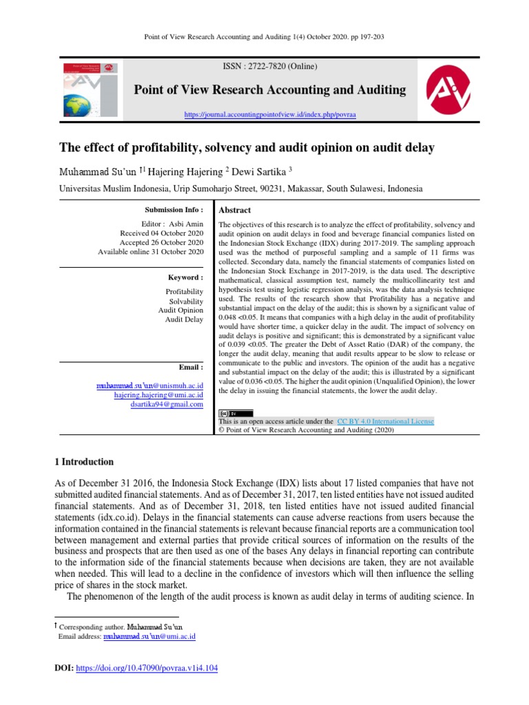 Point of View Research Accounting and Auditing Muhammad Su'un Hajering