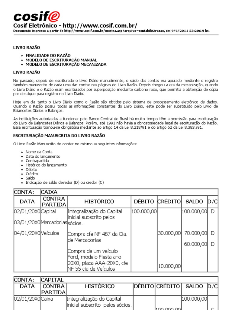 Modelo Livro Razao PDF Escrituração contábil Finanças (Geral)