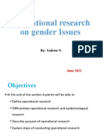 Operational Research On Gender Issues: By: Tadesse N