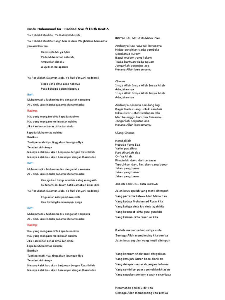 Lirik Lagu Rindu Muhammad Ku | PDF | Seni & Disiplin Bahasa