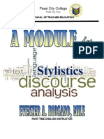 Stylistics and Discourse Analysis Module 8