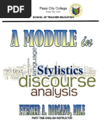 Stylistics and Discourse Analysis Module 8