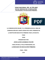 La comunicación online y el aprendizaje en el área de comunicación del quinto grado