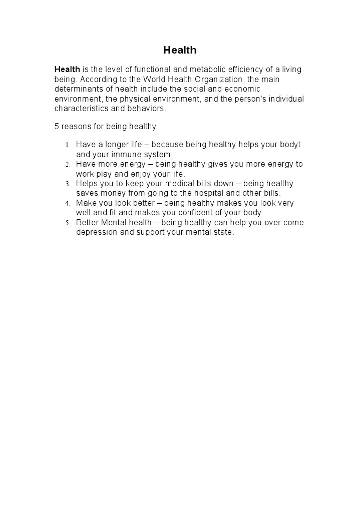 Benefits of Maintaining Good Health | PDF