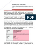 Protección A La Infancia, Nota Legal y Uso de Cookies