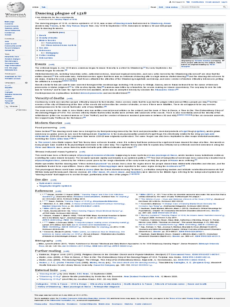 Dancing Plague of 1518 - Wikipedia | PDF | Health Disasters